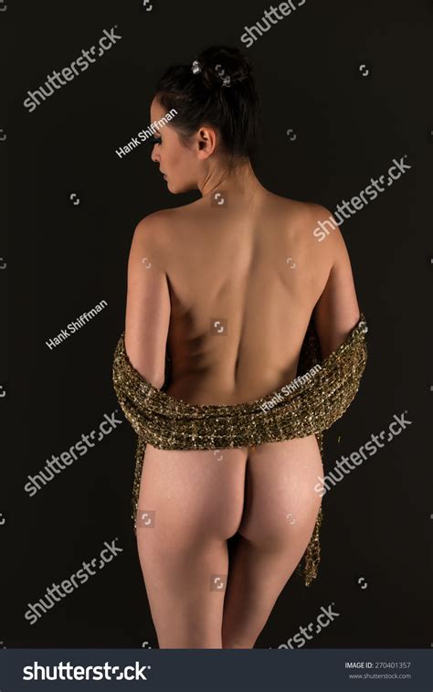 Beautiful Nude Multiracial Woman Wrapped Gold Stock Photo 270401357