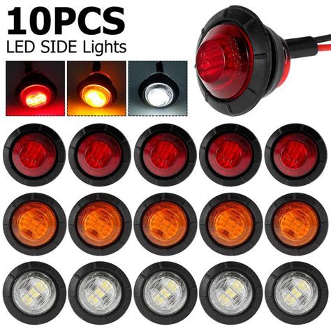 Pcs Round Trailer Side Marker Indicator Lights V W Led