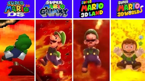 Evolution Of Luigi Falling In Lava In Super Mario Bros Games 3d