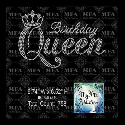 My File Addiction Birthday Queen 3 With Crown Rhinestone Digital