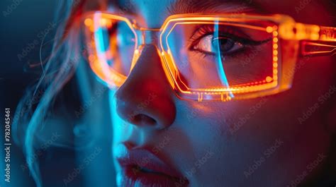 Girl In The Futuristic Ai Eyeglasses Stock Illustration Adobe Stock