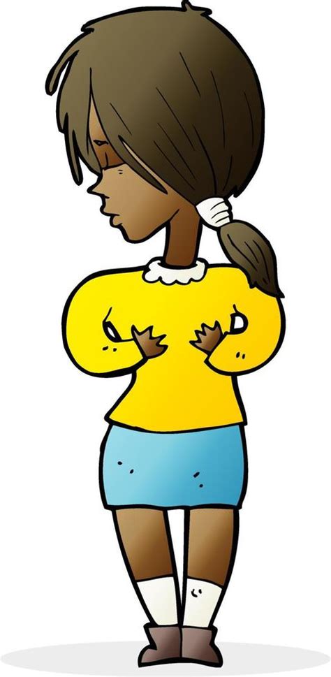 Cartoon Shy Woman 12277101 Vector Art At Vecteezy