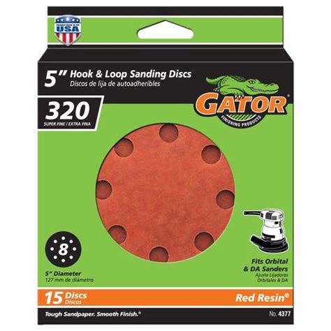 Gator 5 In 8H H/L Disc 320 Grit 15pk 5-Piece Aluminum Oxide 320-Grit Disc Sandpaper in the Power ...