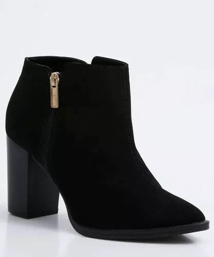 Bota Feminina Ankle Boot Nobuck Salto Grosso Via Uno Frete Gr Tis