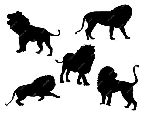 Premium Vector Set Of Lion Silhouette Vector In A White Background