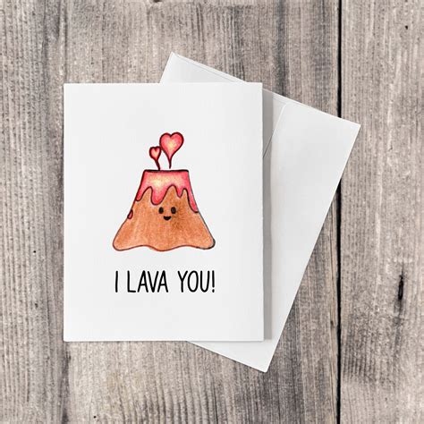 Cute Lava Anniversary Valentines Day Card Pun I Lava You Etsy Birthday Cards For Friends