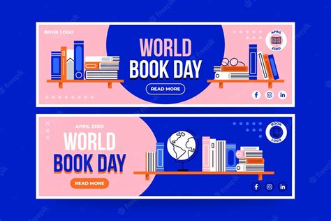 Free Vector Flat World Book Day Horizontal Banners