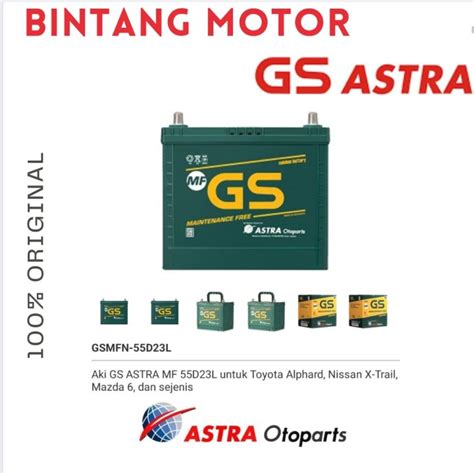 Aki Mobil GS Astra MF 55D23L 12V 60ah Alphard Innova Harrier Xtrail