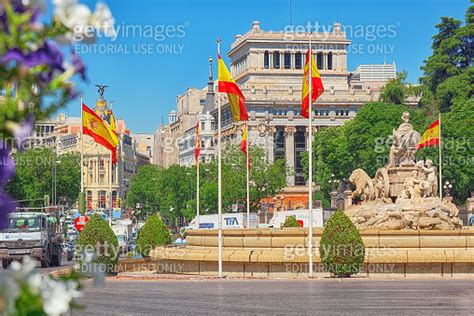 Cibeles Fountain Fuente De La Diosa Cibeles In The Downtown Of Madrid