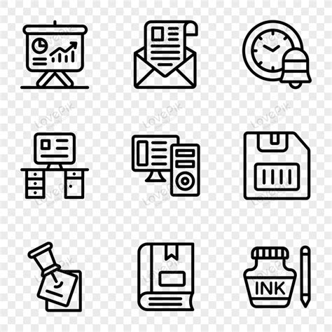 Pack Of Office And Workplace Icons Vector PNG White Transparent And