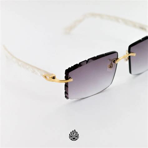 Cartier White Acetate Glasses With Gold C Decor And Grey Lens All Eyes