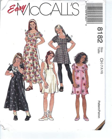 Uncut Vintage Mccall Sewing Pattern Girls Dress In Two Lengths Or