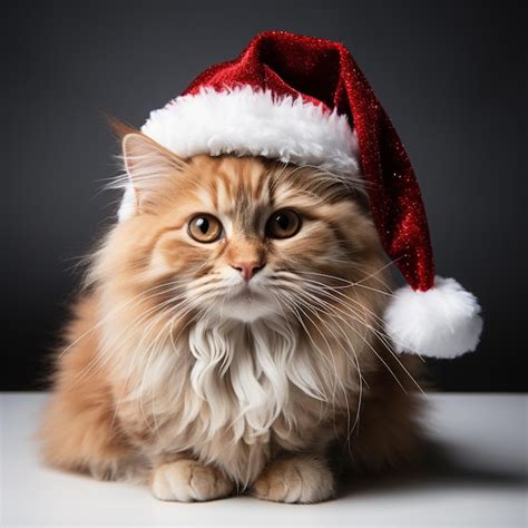 Premium AI Image Cute Cat In Santa Claus Hat