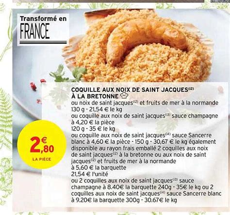 Promo Coquille Aux Noix De Saint Jacques La Bretonne Chez Intermarch