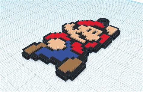 Stl File Mario Pixel Art Style Keychain D Printable Model To