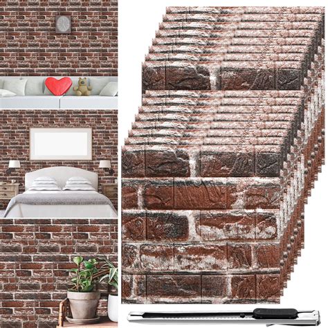 Buy Pcs D Wall Panels Peel And Stick Faux Foam D Brick Wallpaper