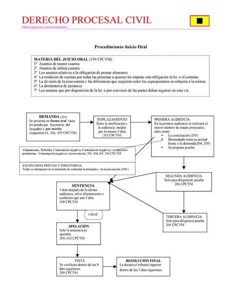 Esquema Juicio Oral DERECHO PROCESAL CIVIL PROCESOS DE Studocu