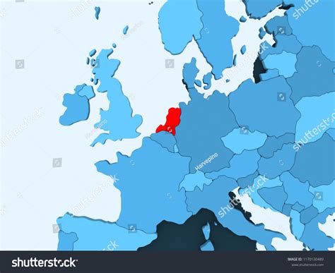 Netherlands Red On Blue Political Map Shutterstock