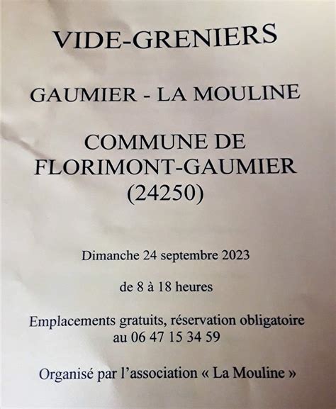 Vide Grenier à Gaumier Florimont Gaumier Site Officiel