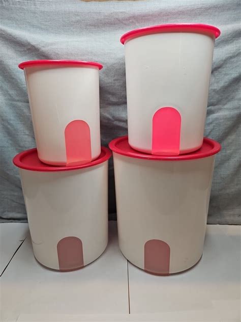 Set Of 4 Tupperware Large Storage Containers Nesting 2416b 2418b 2420d 2422b Red Ebay