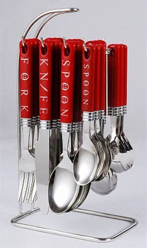 Material Stainless Steel Elegante 24 Pcs Zodiac Red Cutlery Set At Rs