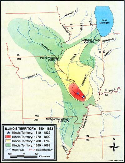 Illinois Indian Territory Map 1650 1832