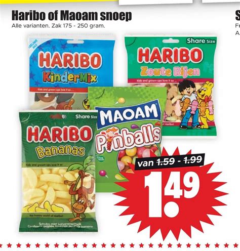 Haribo Of Maoam Snoep 175 250 Gram Aanbieding Bij Dirk