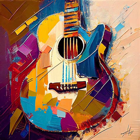 Wall Art Print Abstract Music Art Electric Guitar Painting On Full