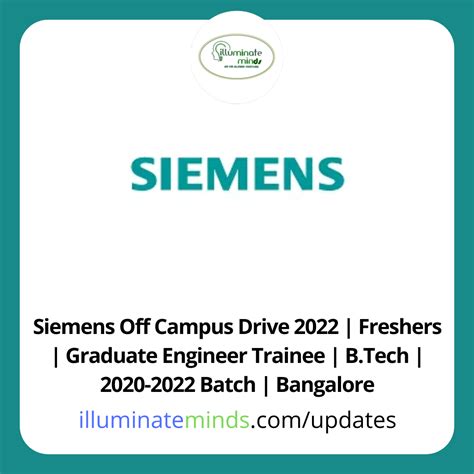 Siemens Off Campus Drive Freshers Graduate Engineer Trainee