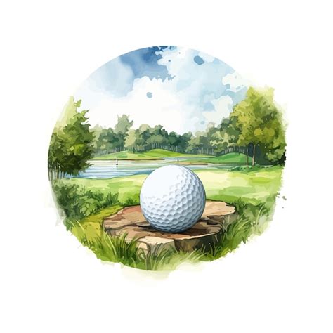 Premium Vector Golf Ball With Golf Course Watercolor Vector