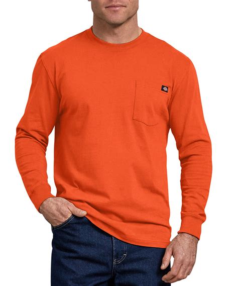 Dickies Heavyweight Long Sleeve Pocket T Shirt Orange — Daves New York