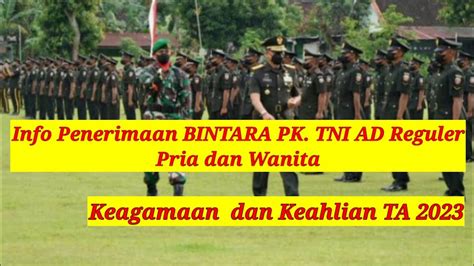 Info Terbaru Penerimaan Bintara PK TNI AD Pria Dan Wanita Serta