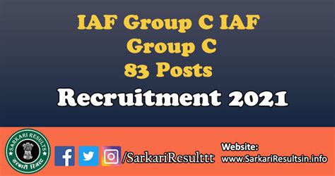 Iaf Group C Iaf Group C Recruitment 2021 Apply For 83 Posts