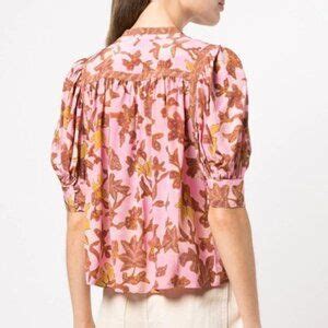 Ulla Johnson Tops Ulla Johnson Desdra Puff Sleeve Top In Hibiscus