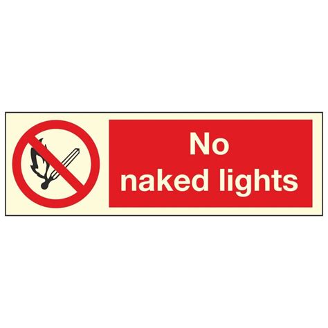 No Naked Lights Photoluminescent Linden Signs Print