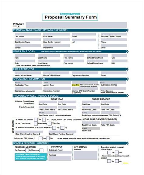 Printable Proposal Form