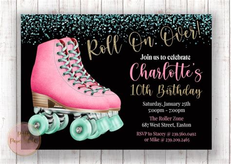 Invitations Announcements Skate Invitation Let S Roll Roller Skate