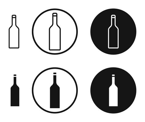 Wine Bottle Icon Set In Black And White Outlines 47358089 Vector Art At