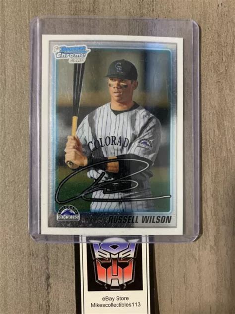 2010 RUSSELL WILSON 1ère carte chrome Bowman BDPP47 recrue Draft