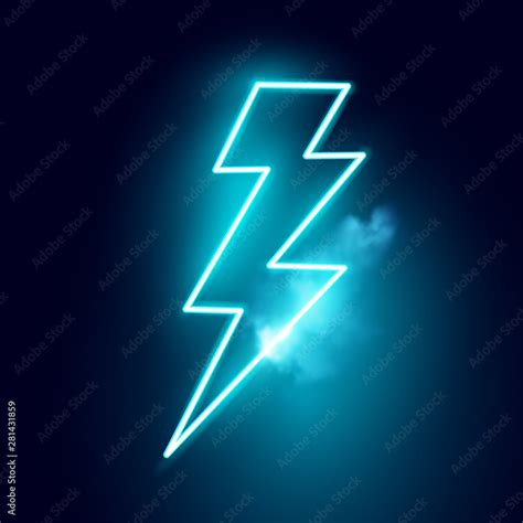 A blue neon electric lightning bolt vector sign. Stock Vector | Adobe Stock