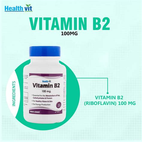 Buy Healthvit Vitamin B2 Riboflavin 100mg Multivitamin Tablets Bottle Of 60 Online At Flat 18