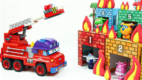 레고 조립 슈퍼윙스 소방차 로키 장난감 구조본부 자동차 놀이 Super wings fire engine truck toys