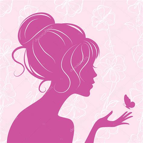 Beauty Girl Silhouette With Butterfly Stock Vector ColorValley 5419973