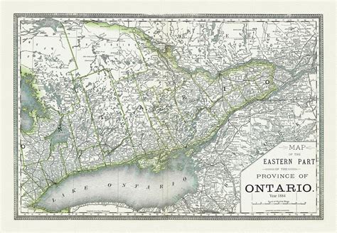 H H Hardesty And Co Map Of Ontario No 2 Eastern Part 1884 Map On Heavy Cotton Canvas