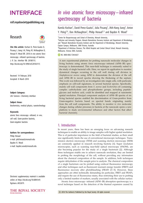 In Vivo Atomic Force Microscopy Infrared Spectroscopy Of Bacteria Request Pdf