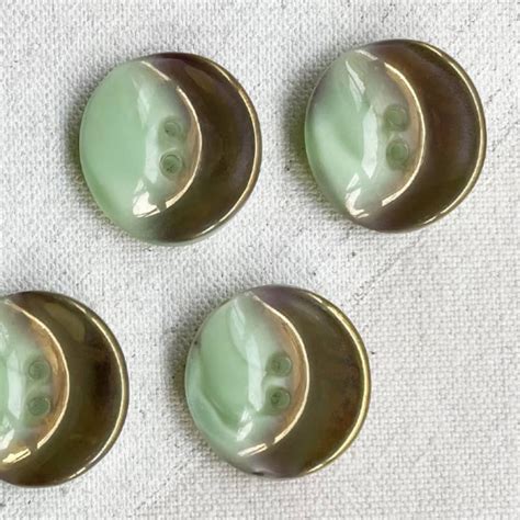 Bouton Bijou Verre Vert Céladon Or 22mm Buttons Paradise