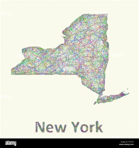 New York State Line Art Map Stock Vector Image And Art Alamy