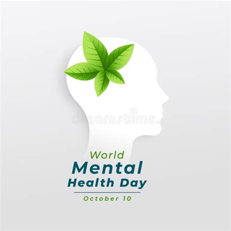 World Mental Health Day Awareness Poster With Line Art Human Head Stock