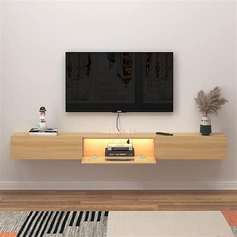 Bixiaomei Floating TV Stand With LED Lights 63 Wall Mounted TV