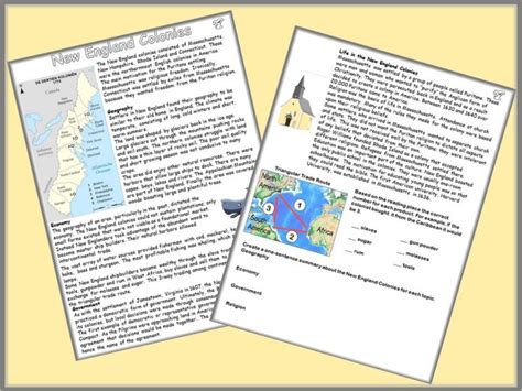 New England Colonies Reading Passage For Secondary Students Download